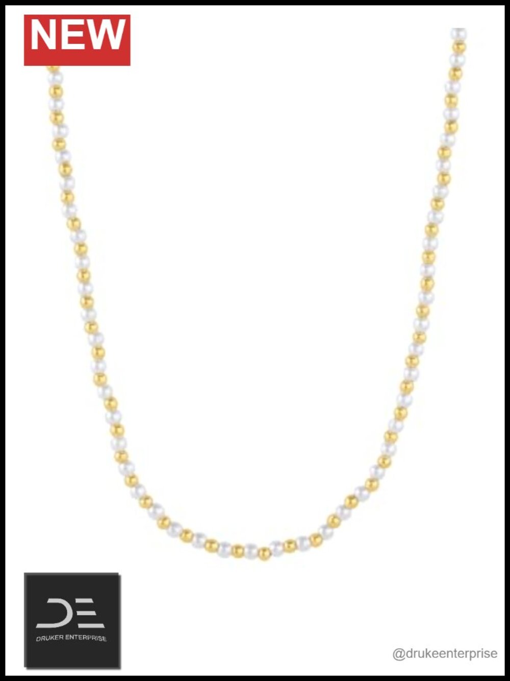 Pearl Pendant Necklace Adjustable Chain Brass